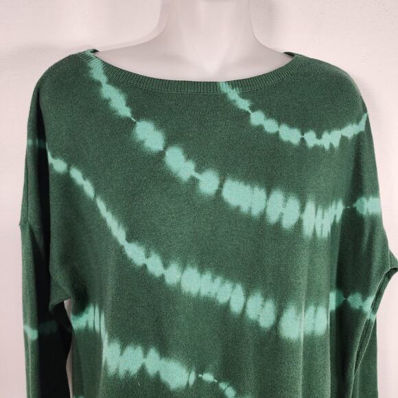 J. Jill Womens Tie Dye Sweater Small Green Cotton Viscose Blend Ribbed Pullover - Picture 6 of 10